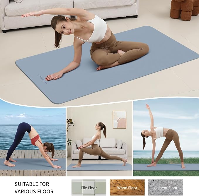 Extra Wide & Thick 8mm Yoga Mat, 72"x31.5" Large Non Slip Exercise Mat, Premium POE Material for Superior Cushioning & Stability, with Strap for Home Gym, Pilates