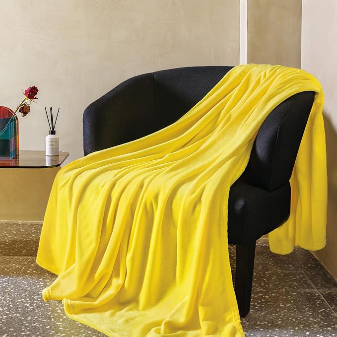 Yellow Fleece Plush Throw Blanket 50"x70"for Couch Sofa Fuzzy Cozy Flannel | Super Soft Lightweight Microfiber Blanket for Bed Chair bedroom Home Decor All Season,Birthday Gifts for Women Mom Adult