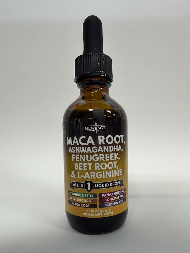 Organic Maca Root Liquid Drops with Ashwagandha, Nettle, Fenugreek, Beet Root and L-Arginine Liquid Multivitamin for Women and Men