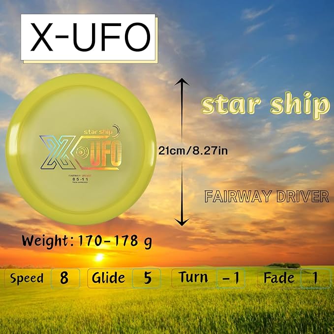 X-UFO Disc Golf Set - Disc Golf Starter Set 5 Pieces, with Putter, Driver, Mid-Range Discs, Mini Discs,Disc Golf Discs Set 170-180 Grams,PDGA Certified Golf Disc (Set 4)