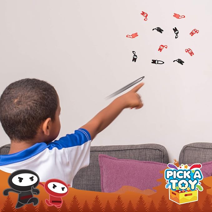 PICK A TOY Stretchy Flying Ninjas 12-Pieces, Slingshot Toys for Boys & Girls, Easter Egg Filler, Karate Birthday Goodie Bags Stuffer & Ninja Party Favors Supplies