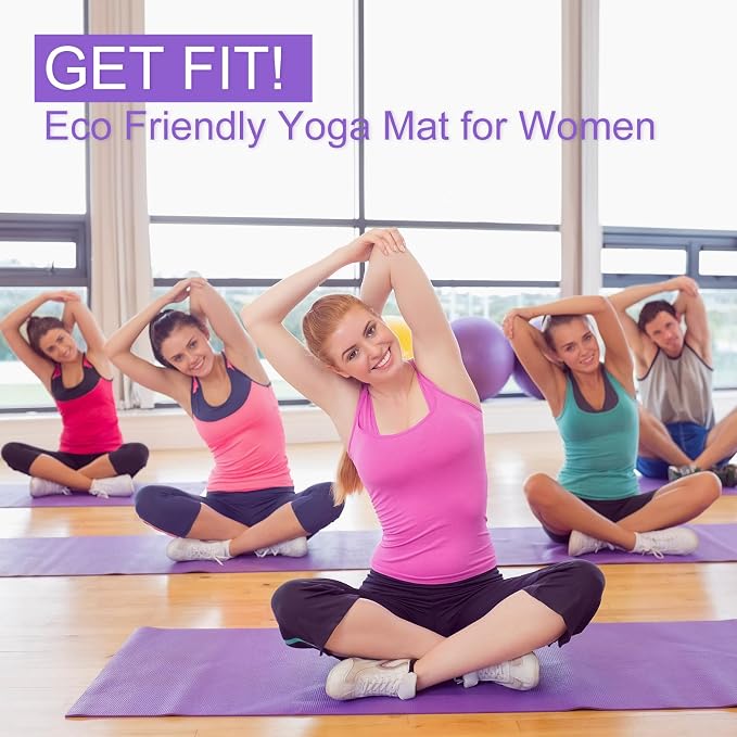 3 mm Thin Yoga Mats Bulk, Lightweight PVC Exercise Mats Non Slip Workout Fitness Pads for Yoga Pilates Stretching Classes Gym Home Studio, Easy to Clean