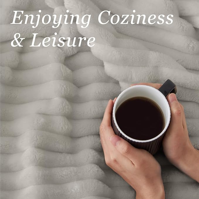 BEDELITE Ribbed Twin Blanket for Couch & Bed, Light Grey, 60"x80" | Ultra-Soft Plush Fleece, Cozy, Warm Yet Lightweight, Ribbed Texture, Home Decor, Machine Washable, Giftable, All-Season Use
