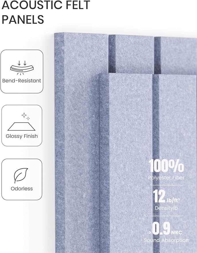 Fluxynara 48" x 36" Large Felt Bulletin Board, Soft Periwinkle | 12 Pack Cork Board Alternative with 60 Safe Adhesive Tabs, Pin Boards for Wall Decor, Home, Office, Classroom,Dorm