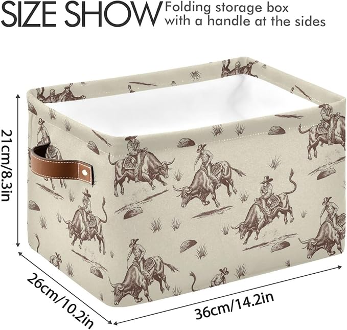 Aslsiy Storage Basket Bull Rodeo Cowboy Nursery Bins Baby Box Canvas Clothes Shelf Basket Laundry Hamper 1 Pcs