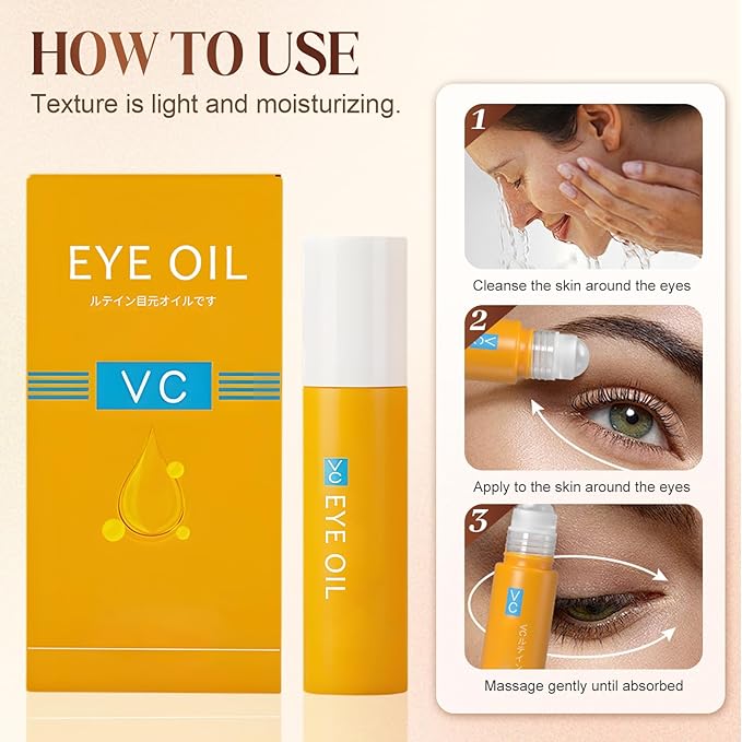 Lutein Eye Essence Oil, 2025 NEW VC Lutein Anti-Wrinkle Eye Serum Oil, Hydrating Dark Circles Remover for Daily Eyes Care, Lightweight Tightening Eyes Oils for Women (3pcs)