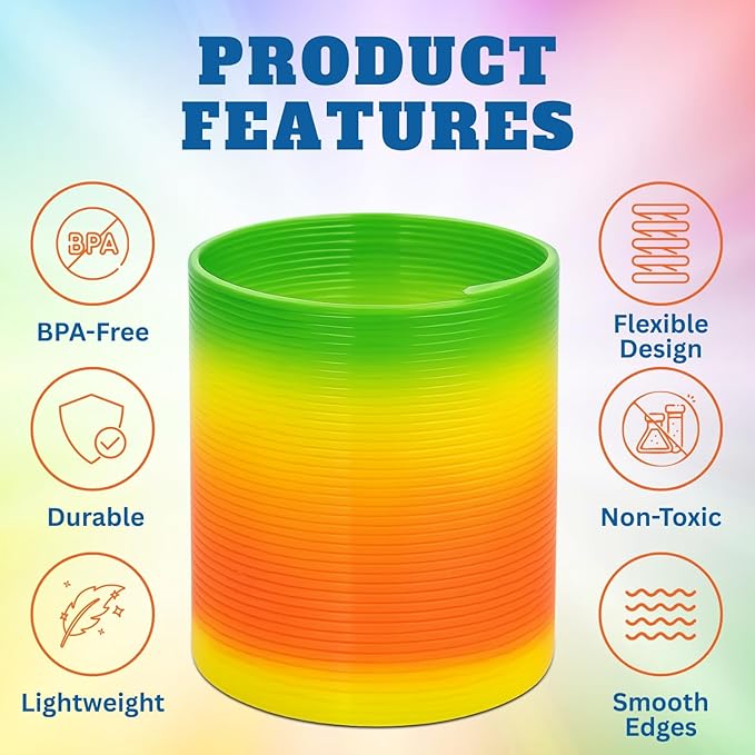 12 Pack Magic Rainbow Springs | Classic Novelty Colorful Rainbow Toy Assorted Bulk | Birthday Party Favors, Bag Fillers, Gift | Birthday Party Favors, Bag Fillers, Gift for Kids (1 Dozen) (3 Inches)