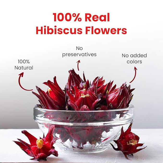 BLUE TEA - Hibiscus Tea - 1.76 Oz - Pack of 2 (100 Cups) Loose | SKIN GLOW ENHANCING TEA | Herbal Tea - Flower Based - Non-Bitter - Caffeine Free - Tangy Flavour - Vegan | Reusable Pet Jar