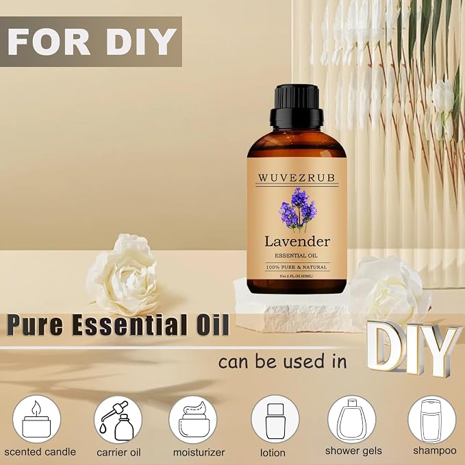 Lavender Essential Oils 60ML, 100% Pure and Natural Essential Oil for Aromatherapy Diffuser - 2 Fl Oz/Lavender