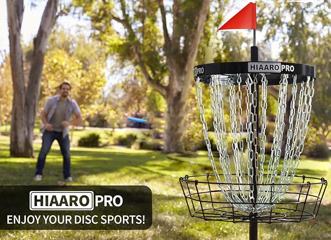 PDGA Approved HIAARO PRO Disc Golf Basket, Portable Disc Golf Target with Heavy Duty 24 Chains, Professional Disc Golf Basket