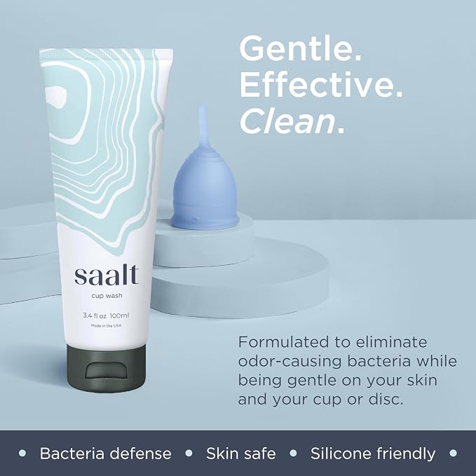 Saalt Menstrual Cup Wash Cleanser - Menstrual Disc Wash - pH Balanced - No Irritants or Harsh Chemicals - 3.4 Fl Oz