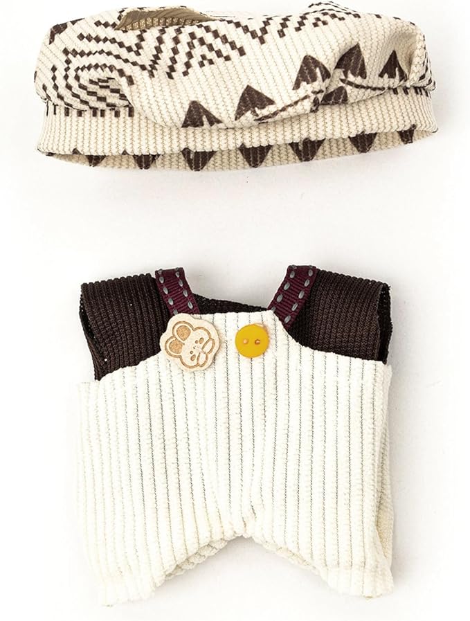 Clothes for 17cm Dolls(NO Doll) Outfit with Accessories Suit Cute Stylish Dress Up Set Striped Cute Outfit