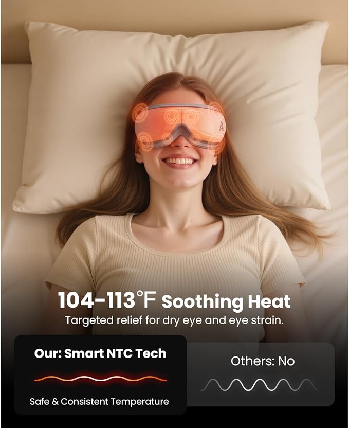 BOB AND BRAD Eye Massager with Heat FSA Eligible HSA, Birthday Gifts for Women Men Mom EyeOasis 2 Heated Eye Mask for Migraines with Music, Smart Migraine Massager for Dry Eyes Relief & Improve Sleep