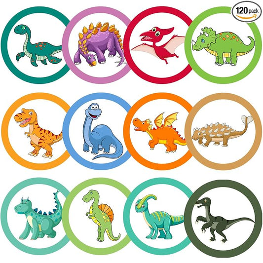 Chinco 120 Pcs Pee Targets for Boys Training Toilet Tinkle Flushable Paper Stickers You Pee on Boys Potty Training Targets Potty Aids Flushable Chart for Toddlers Use(Dinosaurs Styles)