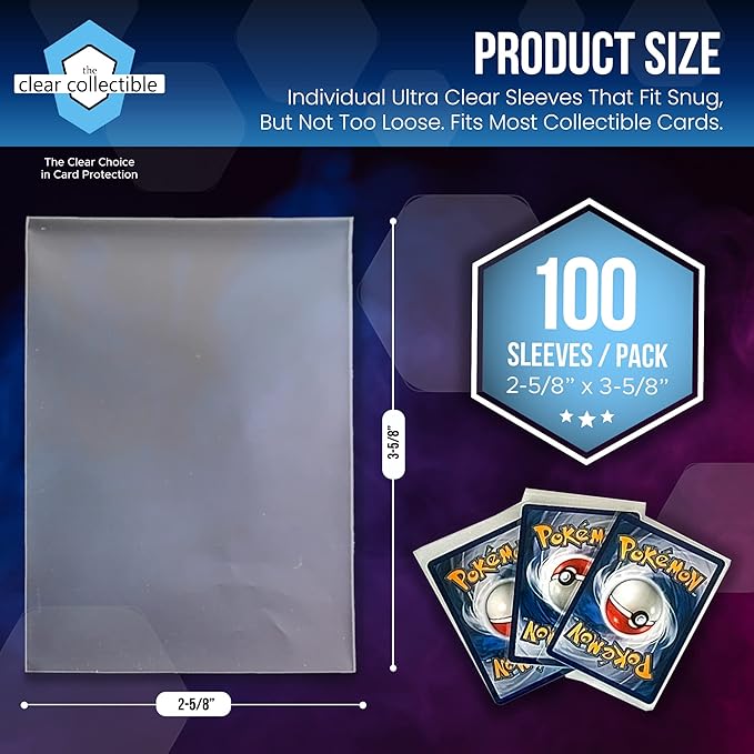 Penny Sleeves for Trading Cards 100 Count Clear Trading Card Sleeves for Baseball, Football, Basketball, Soccer, Pokemon, and MTG Collection. Quality Protection for All Collectors.