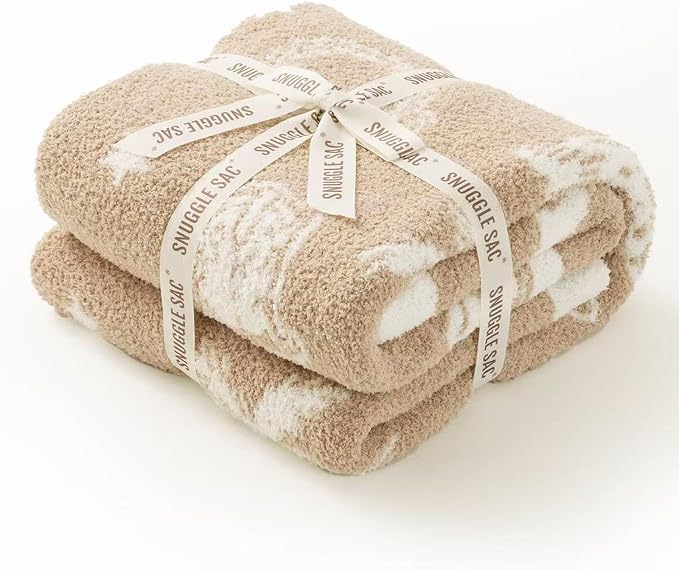 Snuggle Sac Ultra Soft Western Blanket Twin Size - Oversized Reversible Beige Cowgirl Bedding Blanket, Western Pattern Throw Blankets for Bed, Sofa, Couch, 60x80 inches