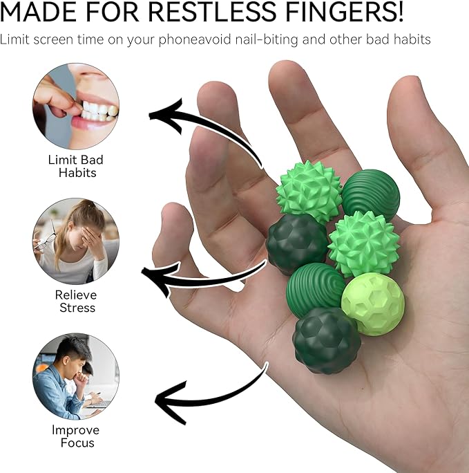 Large Magnetic Sensory Fidget Ball Toy, 4Pcs Silicone Sensory Stress Relief Toys for Adults, Teens with Autism, ADHD, Anxiety, Stocking Stuffers for Women Men Teen Gift (Green-4, Large)