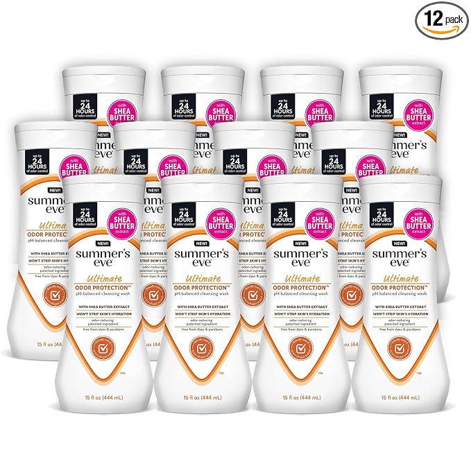 Summer's Eve Ultimate Odor Protection Feminine Wash with Shea Butter - Up to 24 Hour Vaginal Odor Control, pH Balanced Formula, Clinically & Gynecologist Tested Intimate Body Wash - 15 Fl Oz