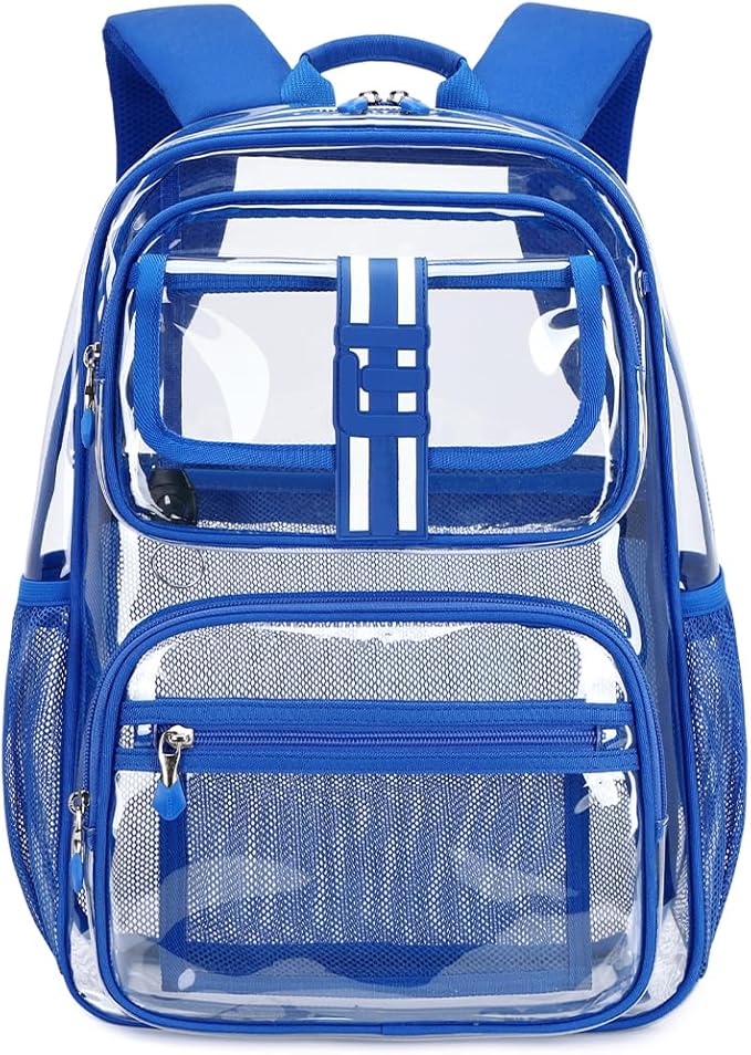 Cusangel Clear Large Backpack for School,16in Heavy Duty Clear BookBag,TPU Large Capacity See Through Backpack for Stadiums,Concerts,Plastic transparente para mujer for 8Age+ Boys Girls