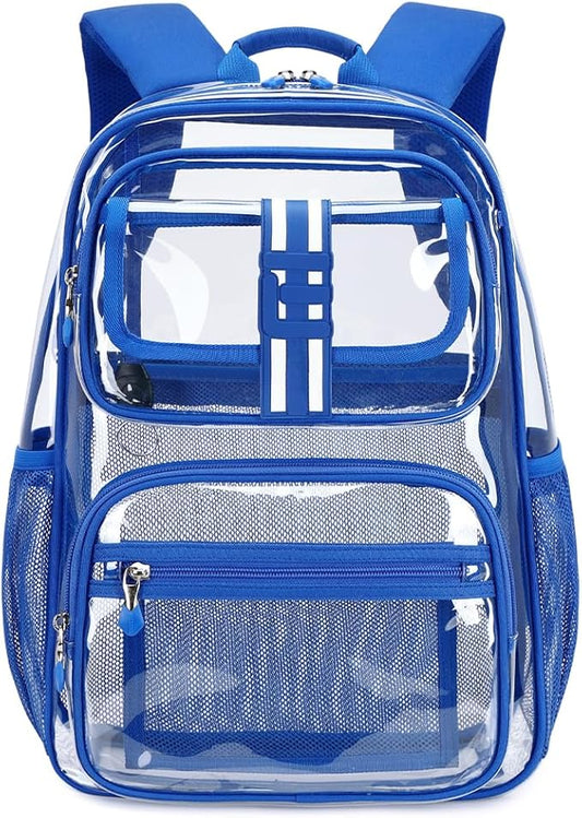 Cusangel Clear Large Backpack for School,16in Heavy Duty Clear BookBag,TPU Large Capacity See Through Backpack for Stadiums,Concerts,Plastic transparente para mujer for 8Age+ Boys Girls
