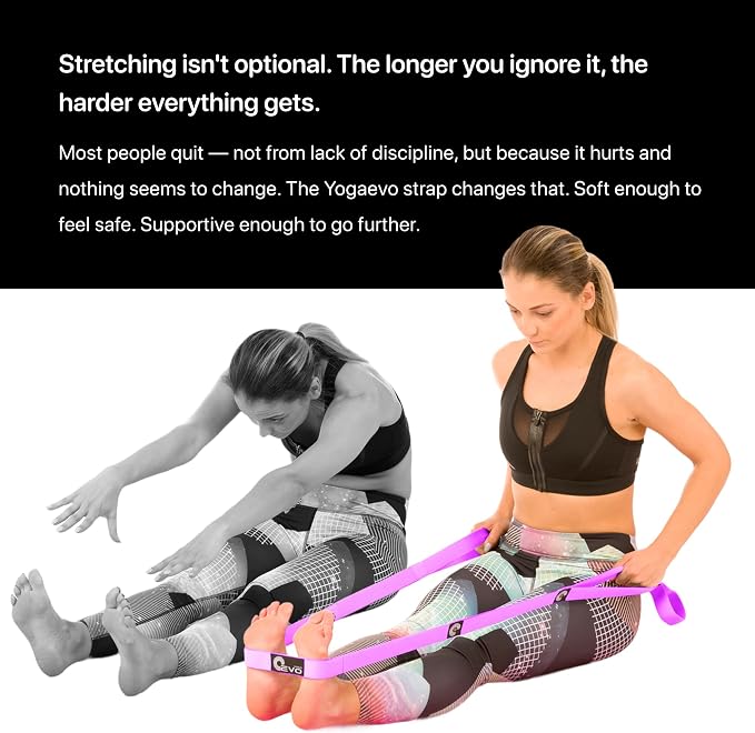 YogaEVO Stretching Strap with Loops for Physical Therapy — Yoga Strap & Resistance Band in One — Flexibility & Back Recovery — HD Video Routines Included