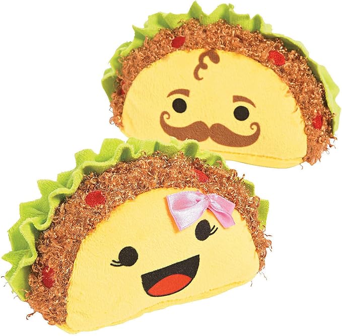 Fun Express Taco Plush Set of 12 - Cute Small Stuffed Animals Food Plushies for Taco Party Decorations | Fiesta Party Favors & Mexican Toys for Kids Birthday Celebrations | 5 Inch Soft Plush Food