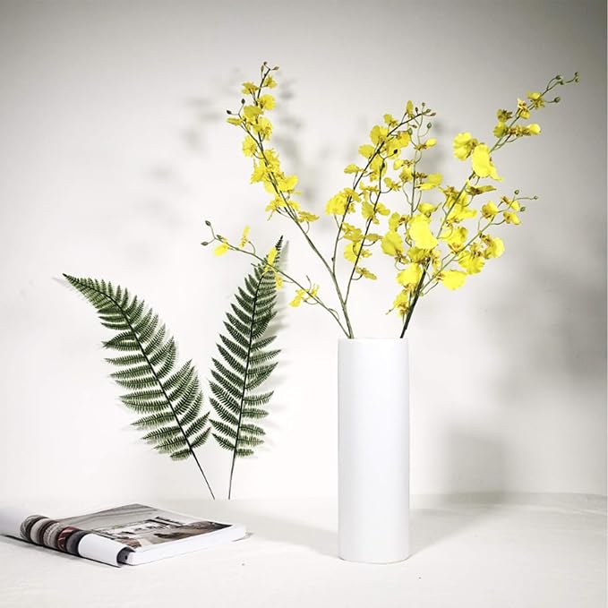 WGV Ceramic Cylinder Vase Bulk Width 5" Height 12" Elegant Unique Modern Matte Floral Container Planter Pot Centerpiece for Event Party Wedding Office Home Decor, Smooth White 6 Pieces