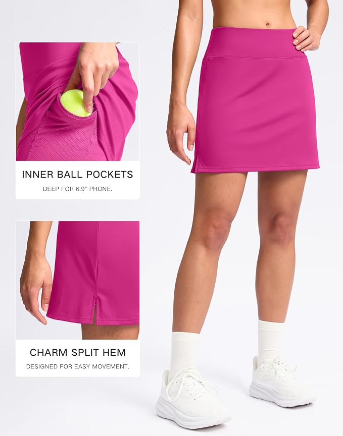 16" Skorts with 2 Pockets | Side Slits, High Waisted, A Line, Casual, Pickleball, Athletic, Golf, Tennis Skirt, for Women