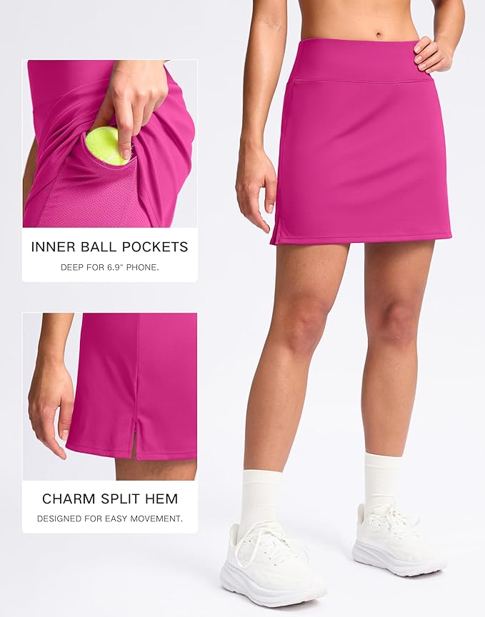 16" Skorts with 2 Pockets | Side Slits, High Waisted, A Line, Casual, Pickleball, Athletic, Golf, Tennis Skirt, for Women