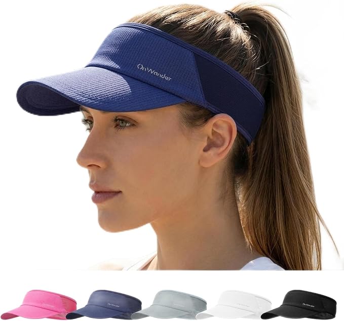 Sport Sun Visor Hat for Women Men - Lightweight Stretchy Polyester Spandex Quick Dry Sweatband Wrinkle Resistant