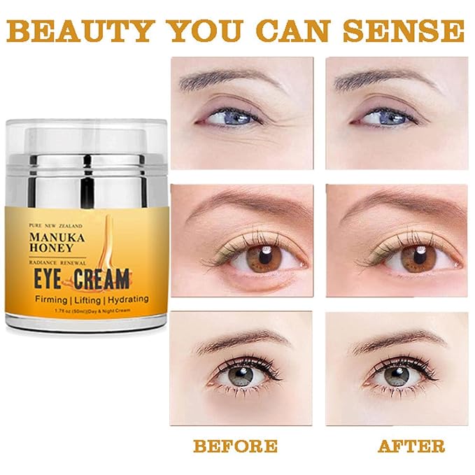 Grospe Manuka Honey Eye Cream Anti-aging Eye Cream Anti-wrinkle Under Eye Cream Fades Fine Lines Lifting and Firming Improve Dark Circles and Puffiness