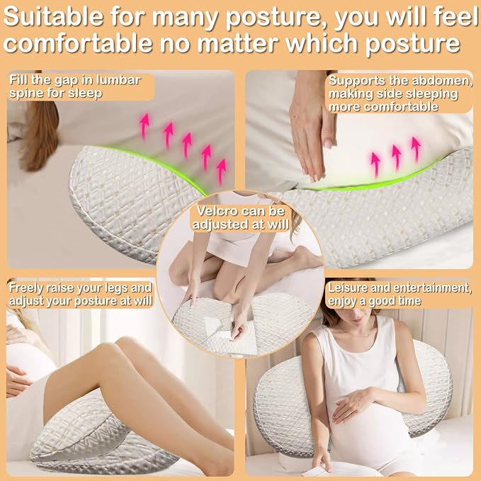 Pregnancy Pillow for Pregnant Women, Soft Maternity Pillow with Detachable & Adjustable, Pillow with Pillow Cover - Support for Back, HIPS, Legs