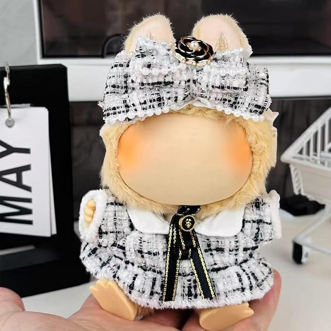 Clothes Fit for 17CM Doll, Fashion Doll Clothes Outfit Set Cute Theme Designer Toys Dress Accessories for Collector Fans Display (White Tweed Jacket)