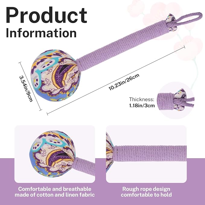 lefeke Manual Massage Hammer, Mugwort Massage Hammer, Handheld Body Percussion Tool for Back Neck Shoulder Leg Muscle Relief 26cm-Purple