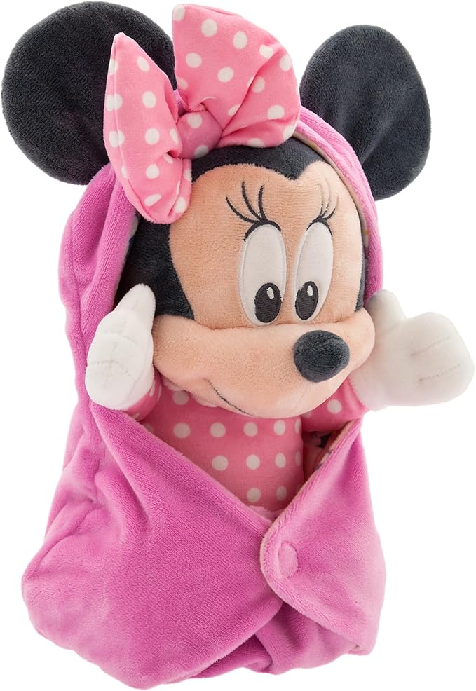 DISNEY STORE Unisex-Children Babies Collection: Minnie Mouse Plush in Swaddle with Detailed Plush Features - Official Soft Toy - Stuffed Animals for Babies - Perfect for Fans & Kids