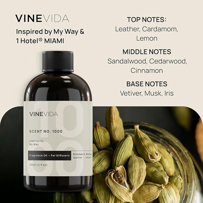 VINEVIDA Studio Waterless Diffuser and 3 Hotel Fragrance Oils - Essential Oil Diffuser for Home - Room Fragrance Air Diffuser [White Aroma Diffuser]
