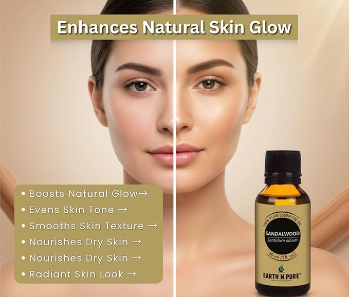 Earth N Pure Sandalwood (Chandan Oil) Essential Oil for Skin- Natural and Therapeutic Grade with Glass Dropper - 30 ml