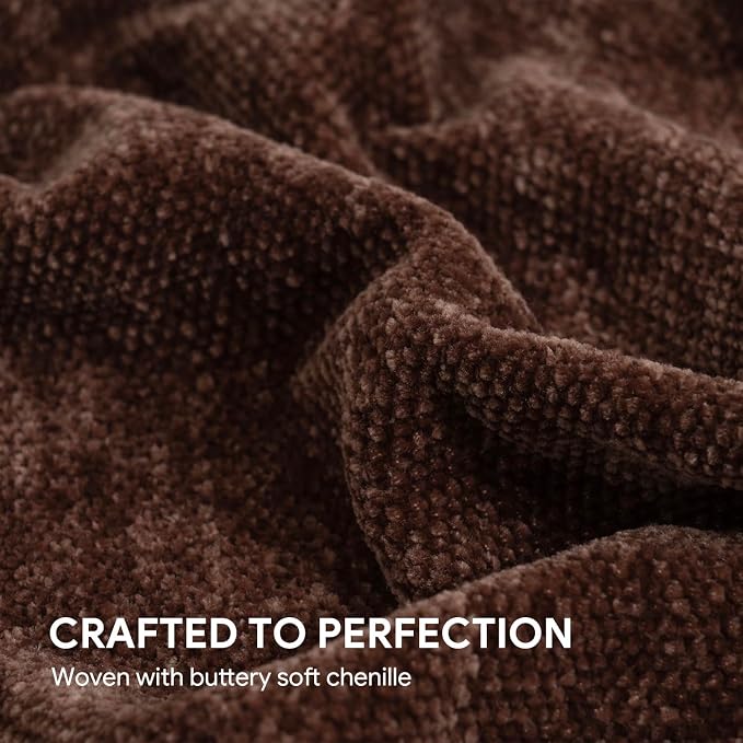 RECYCO Chenille Throw Blanket for Couch, 50"x60", Brown | Super Soft Knit Throw Blanket with Fringe Tassels, Lightweight Knitted Throw, Cozy, Ideal for Sofa Chair Bed Living Room Gift