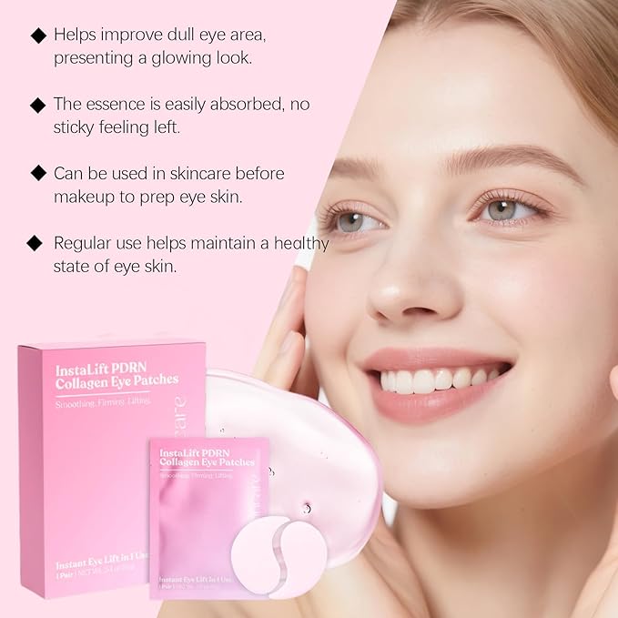 Instalift Pdrn & Collagen Eye Patches, Pdrn Collagen eye patches, Eye Patches for Puffy Eyes and Dark Circles (1 Box (8 pieces))