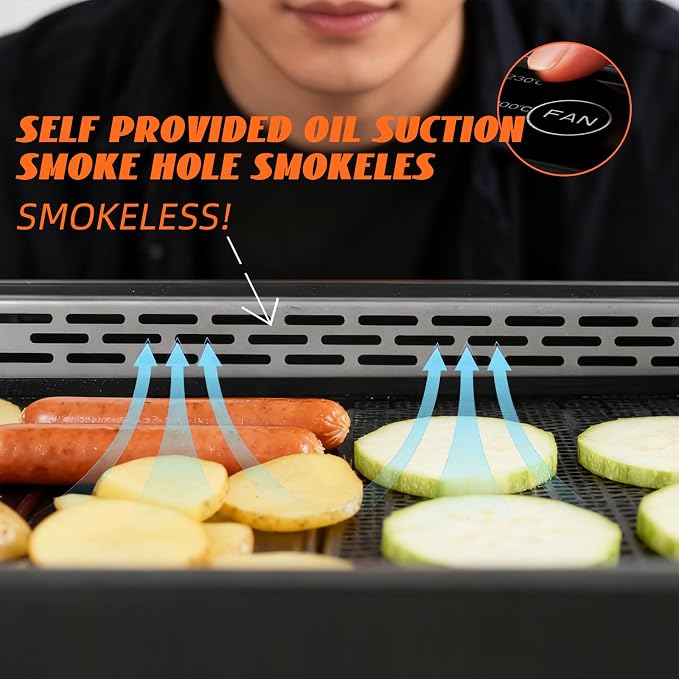 Indoor Smokeless Electric Grill, 1100W Korean BBQ Grill, LED Smart Display, Non-stick Removable Plate