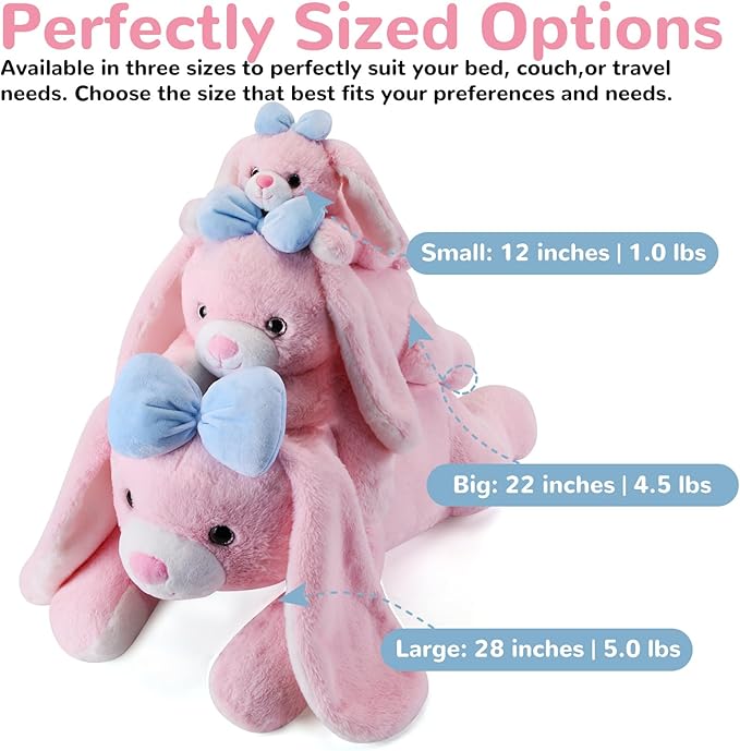 meowtastic Easter Bunny Weighted Stuffed Animals - Easter Rabbit Stuffed Animals, Big Bunny Weighted Plush Pillow - Cute Plush Toys Gifts for Kids & Adults (22" 4.5 lbs)