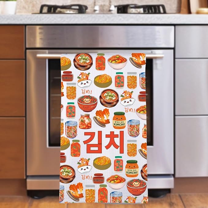JNIAP Korean Kimchi Kitchen Towel Kimchi Lover Gift Korean Chef Gift Korean Food Dish Towel Kimchi Hand Towels (Kimchi kt)