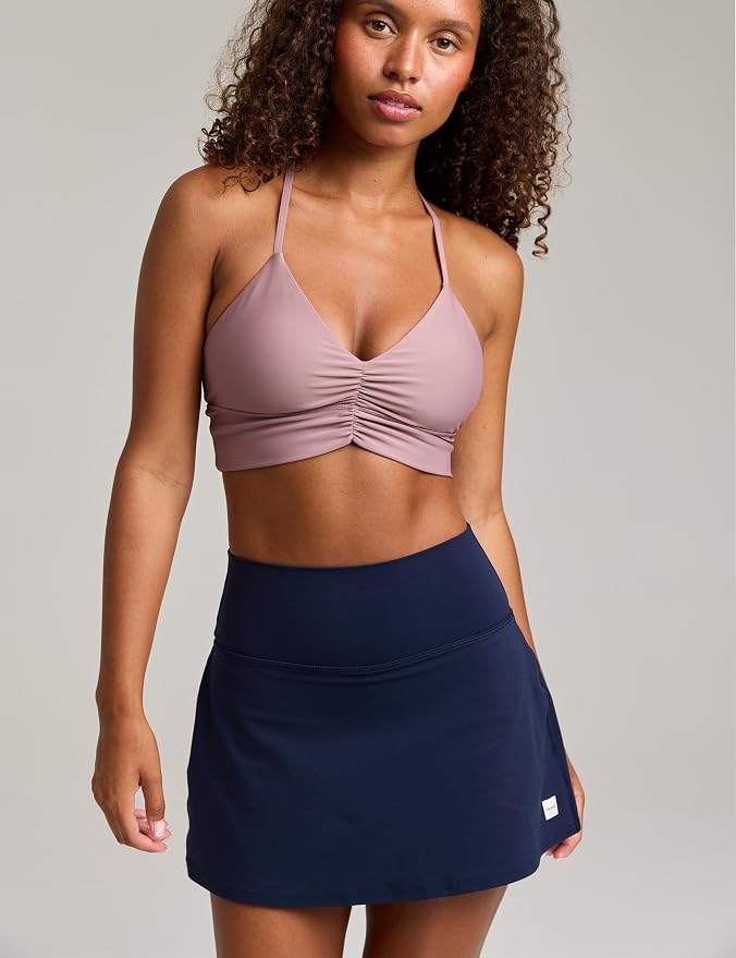 Women's Flow Scrunch Sports Bra V Neck Padded Yoga Tank Adjustable Straps Cross Back Crop Tops