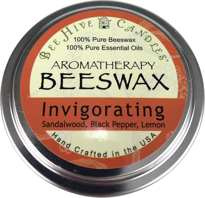 Bee Hive Candles Aromatherapy Beeswax Travel Tin (Invigorating, 6oz)