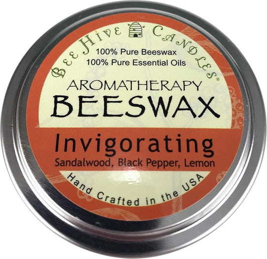 Bee Hive Candles Aromatherapy Beeswax Travel Tin (Invigorating, 6oz)