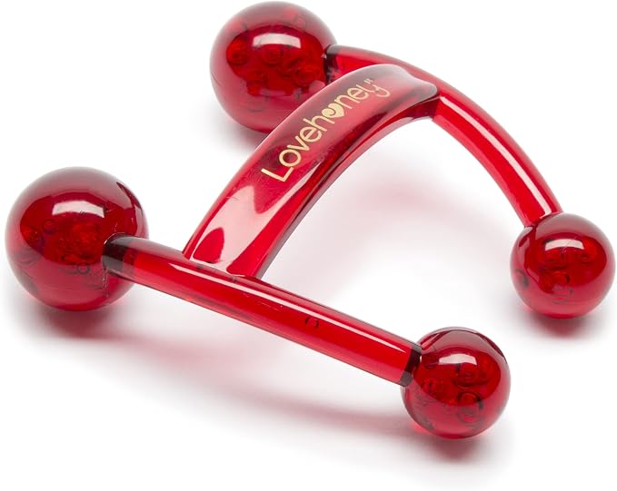 Lovehoney Cherry Flavored Massage Oil 1 fl oz & Red Handheld Body Massager Tool | Relaxation Massage Bundle