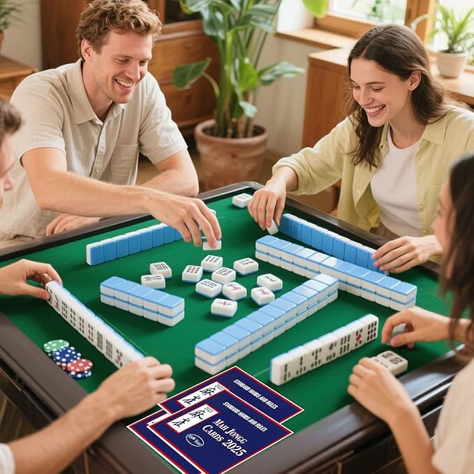 4Pcs mah-Jong Cards 2025 Guide Rules American Official Revision | Mahjong mat 2025 Mahjong Card - Large Print