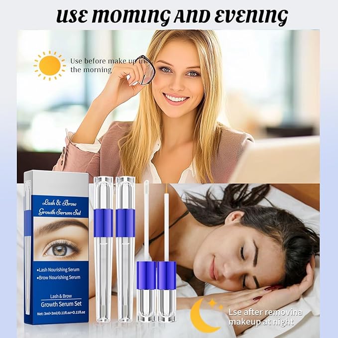 Lash and Brow Serum With 15 Plant Extracts for Longer Lashes，Eyelash and Eyebrow Growth Serum For Thicker and Fuller Lashes