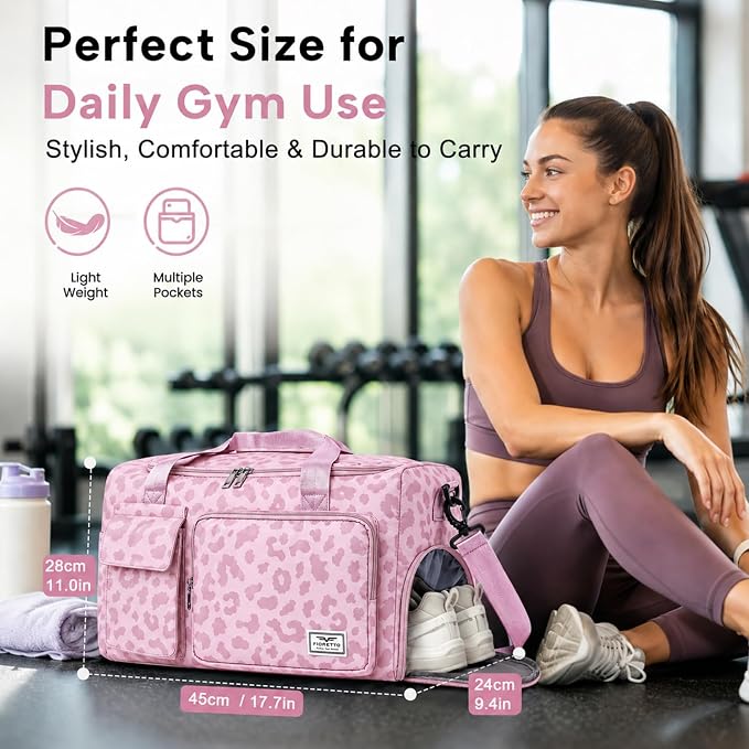 FIORETTO Women's Gym Duffle Bag with Shoes Compartment, 30L Capacity, Ideal for Travel, Gym, Sports, Duffel, Weekender