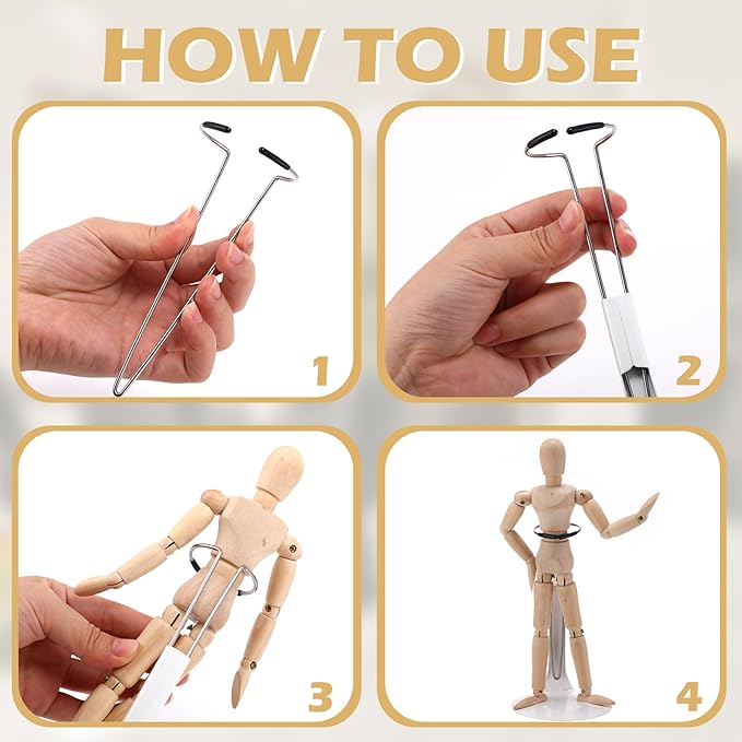 12 Pcs Doll Stand Action Figure Stands with Expandable Waist Wire for 8" to 12" Dolls and Action Figure(White, Silver)